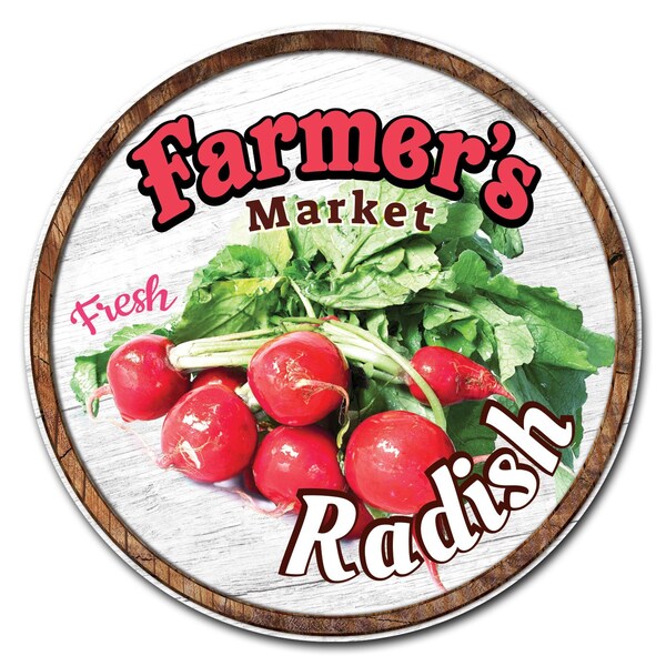 Farmers Market Radish Circle Corrugated Plastic Sign, C-24-CIR-Radish